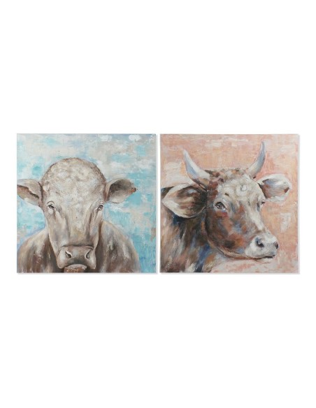 Cadre DKD Home Decor Caw 100 x 3,5 x 100 cm Vache Cottage (2 Unités)