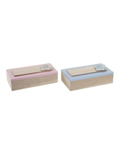 Boîte Décorative DKD Home Decor Naturel Aluminium Bois MDF 22 x 6 x 9 cm (2 Unités) (1 Unité)