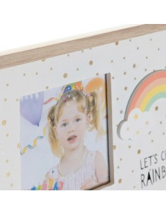 Cadre photo DKD Home Decor Arc-en-ciel Rose Blanc Enfant Bois MDF (25 x 1 x 16 cm) (2 Unités) 2