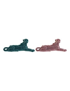 Figurine Décorative DKD Home Decor Vert Rose Résine Flocage Lion 26,5 x 9 x 11 cm