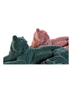 Figurine Décorative DKD Home Decor 36 x 17,5 x 13,3 cm Tigre Vert Résine Rose clair Flocage 2