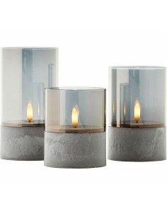 Bougie LED Brilliant Gris Métal 3 Unités