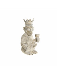 Figurine Décorative DKD Home Decor 16 x 15 x 30 cm Blanc Résine Singe Tropical Décapé