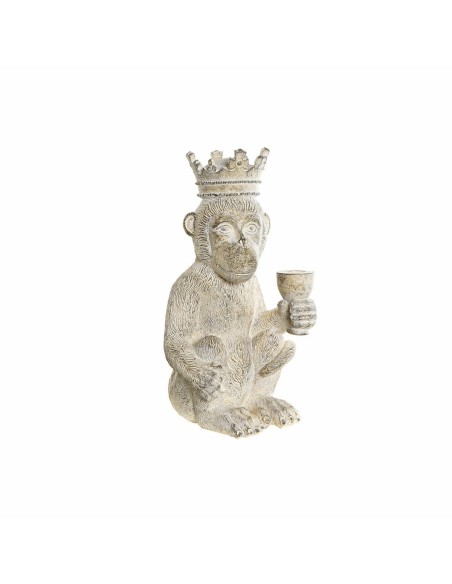 Figurine Décorative DKD Home Decor 16 x 15 x 30 cm Blanc Résine Singe Tropical Décapé