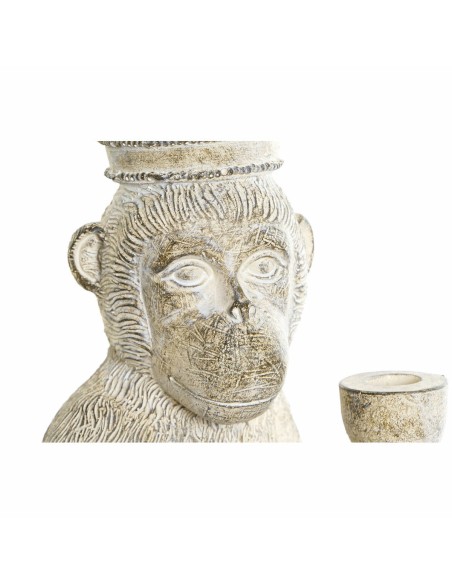 Figurine Décorative DKD Home Decor 16 x 15 x 30 cm Blanc Résine Singe Tropical Décapé