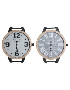 Horloge de table DKD Home Decor RE-180394 De poignet Noir Gris Multicouleur Naturel Métal Verre Vintage 65 x 7 x 74 cm (2 Unités