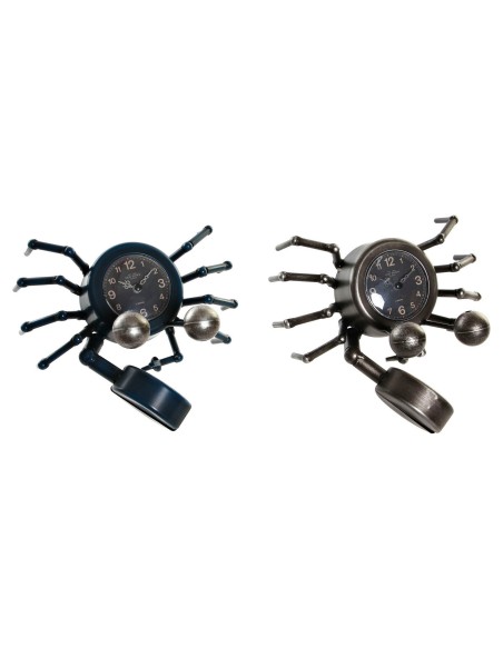 Horloge de table DKD Home Decor Animal 23 x 22 x 14 cm Argenté Bleu Fer Vintage (2 Unités)