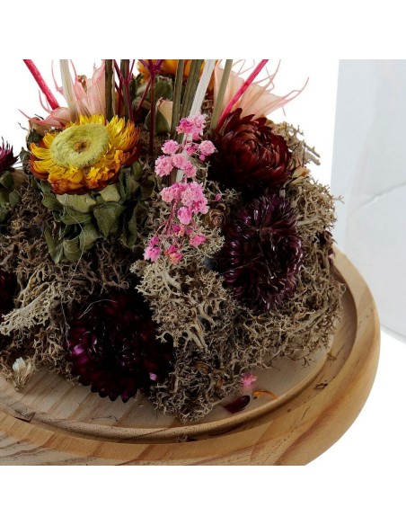 Figurine Décorative DKD Home Decor Verre Fleurs Bois MDF (17 x 17 x 26 cm)