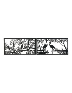 Figurine Décorative DKD Home Decor 96 x 1 x 50 cm Noir Oiseaux (2 Unités)