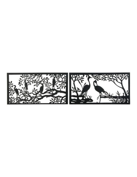 Figurine Décorative DKD Home Decor 96 x 1 x 50 cm Noir Oiseaux (2 Unités)