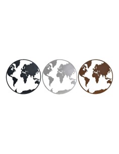 Figurine Décorative DKD Home Decor Mappemonde Noir Cuivre Blanc 60 x 1 x 60 cm (3 Pièces)