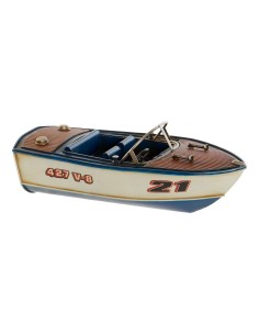 Véhicule DKD Home Decor Décoratif Bateau à moteur Métal (2 pcs) (31.5 x 14 x 13 cm)