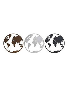 Figurine Décorative DKD Home Decor Mappemonde Noir Cuivre Blanc 40 x 1 x 40 cm (3 Pièces)