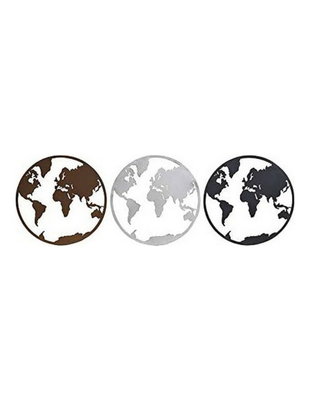 Figurine Décorative DKD Home Decor Mappemonde Noir Cuivre Blanc 40 x 1 x 40 cm (3 Pièces)