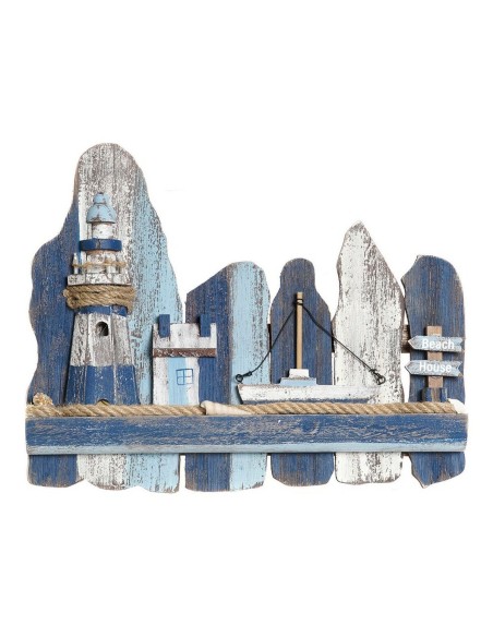 Décoration murale DKD Home Decor Phare méditerranéen Sapin (36.5 x 6.5 x 29.5 cm)