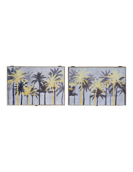 Boîte Décorative DKD Home Decor Noir Doré Bois MDF Palmiers Tropical Compteur (2 Unités)