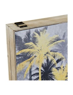 Boîte Décorative DKD Home Decor Noir Doré Bois MDF Palmiers Tropical Compteur (2 Unités) 2