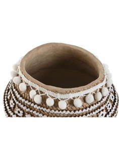 Cache-pot Home ESPRIT Blanc Marron Beige Marron Clair Ciment Tropical 25 x 25 x 18 cm 2