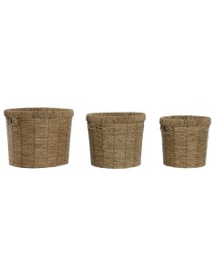 Set de pots de fleurs Home ESPRIT Marron Métal Fibre Tropical 36 x 36 x 29 cm