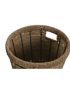 Set de pots de fleurs Home ESPRIT Marron Métal Fibre Tropical 36 x 36 x 29 cm 2