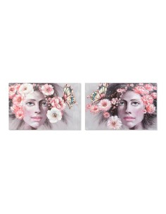 Cadre DKD Home Decor Girl Fleurs 120 x 3 x 80 cm Moderne (2 Unités)