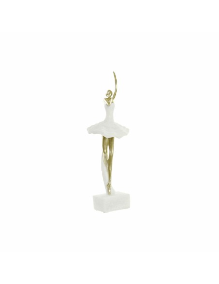 Figurine Décorative DKD Home Decor 13,5 x 12,5 x 40 cm Doré Blanc Résine Danseuse Classique