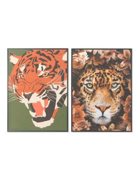 Cadre DKD Home Decor 52 x 2,7 x 72 cm Tigre Moderne (2 Unités)