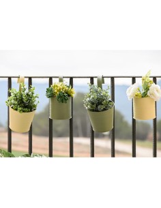 Cache-pot Home ESPRIT Jaune Vert Ambre Rose clair Métal 11,5 x 11,5 x 21 cm (3 Unités) 2