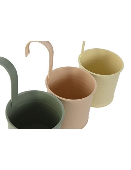 Cache-pot Home ESPRIT Jaune Vert Ambre Rose clair Métal 11,5 x 11,5 x 21 cm (3 Unités)