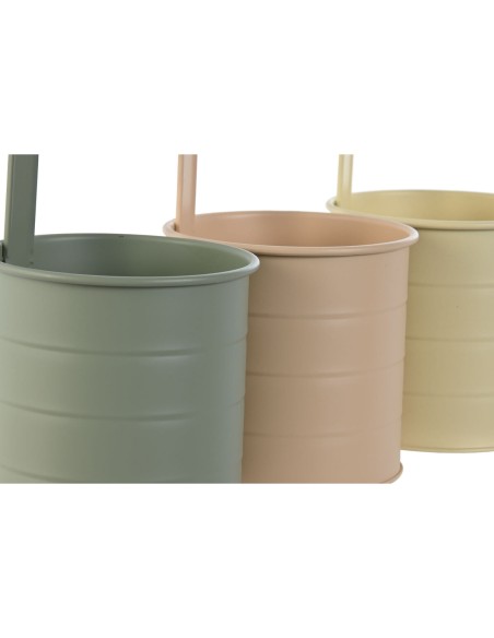 Cache-pot Home ESPRIT Jaune Vert Ambre Rose clair Métal 11,5 x 11,5 x 21 cm (3 Unités)