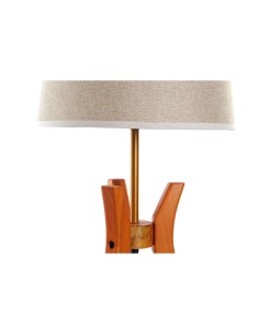 Lampe de bureau DKD Home Decor Marron Beige Polyester Bois 220 V 50 W 2