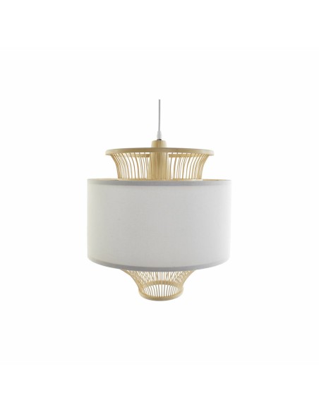 Suspension DKD Home Decor Blanc Polyester Bambou (40 x 40 x 52 cm)