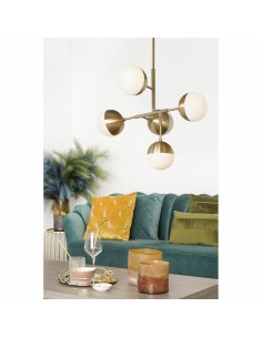 Suspension DKD Home Decor Métal Verre Doré (74 x 52 x 168 cm) 2