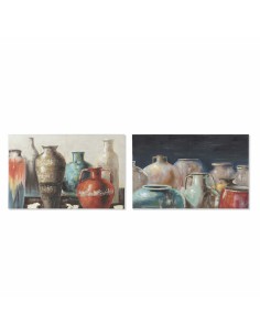 Cadre DKD Home Decor Toile 90 x 2,7 x 60 cm Vase Cottage (2 Unités)