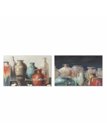 Cadre DKD Home Decor Toile 90 x 2,7 x 60 cm Vase Cottage (2 Unités)