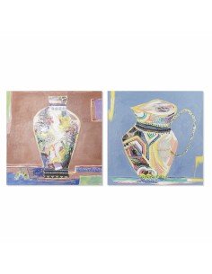 Cadre DKD Home Decor Toile 80 x 2,8 x 80 cm Vase Moderne (2 Unités)