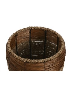 Set de pots de fleurs Home ESPRIT Naturel Métal Fibre Tropical 33 x 33 x 30 cm 2