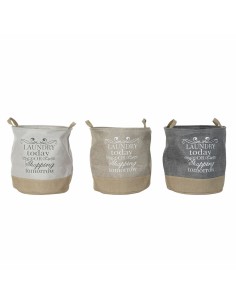 Panier DKD Home Decor Beige Gris Marron Clair 39 x 39 x 41 cm Polyester (3 Unités) (3 Pièces)