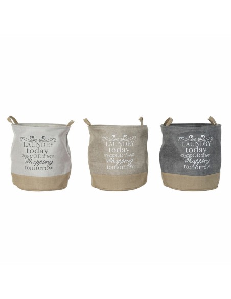 Panier DKD Home Decor Beige Gris Marron Clair 39 x 39 x 41 cm Polyester (3 Unités) (3 Pièces)
