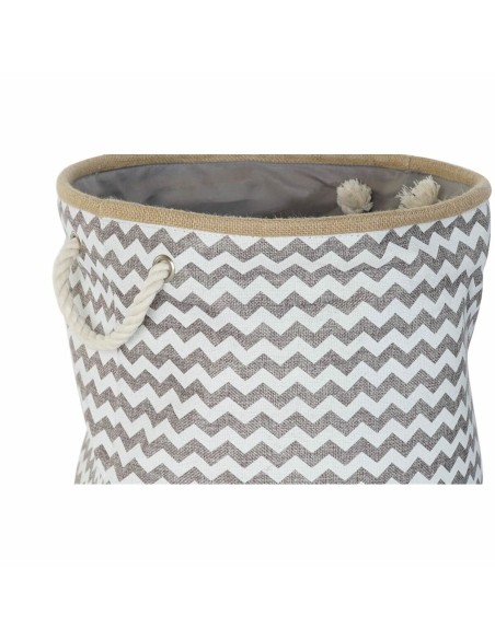 Panier DKD Home Decor Blanc Gris Jute Zigzag Boho 38 x 38 x 45 cm