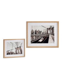Cadre Pont Hêtre 43 x 3 x 53 cm Bois Marron verre