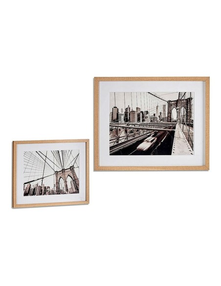 Cadre Pont Hêtre 43 x 3 x 53 cm Bois Marron verre