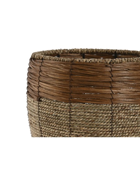 Set de pots de fleurs Home ESPRIT Naturel Métal Fibre Tropical 33 x 33 x 30 cm
