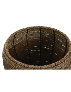 Set de pots de fleurs Home ESPRIT Naturel Métal Fibre Tropical 32 x 32 x 23 cm 2