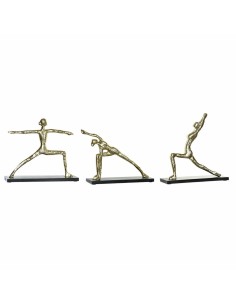 Figurine Décorative DKD Home Decor 33 x 10 x 35 cm Noir Doré Indien Yoga (3 Unités)
