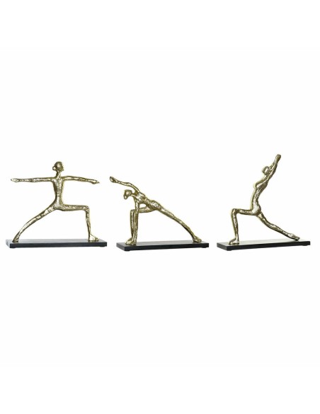 Figurine Décorative DKD Home Decor 33 x 10 x 35 cm Noir Doré Indien Yoga (3 Unités)