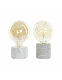 Lampe de bureau DKD Home Decor Blanc Gris Doré Ciment 12 x 12 x 22 cm (2 Unités)