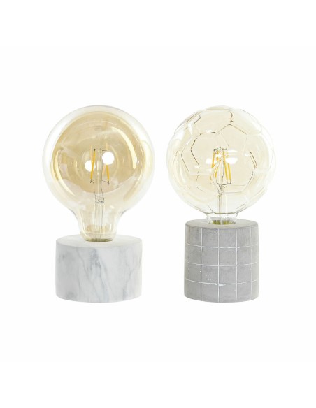Lampe de bureau DKD Home Decor Blanc Gris Doré Ciment 12 x 12 x 22 cm (2 Unités)