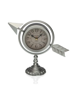 Horloge de table Versa Argenté Flèche pleine Métal (23 x 16 x 8 cm)