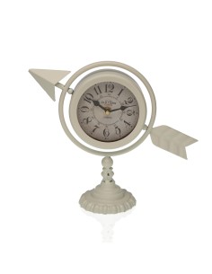 Horloge de table Versa Blanc Flèche pleine Métal (23 x 16 x 8 cm)
